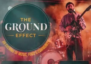 The Ground Effect logo over a live band on stage